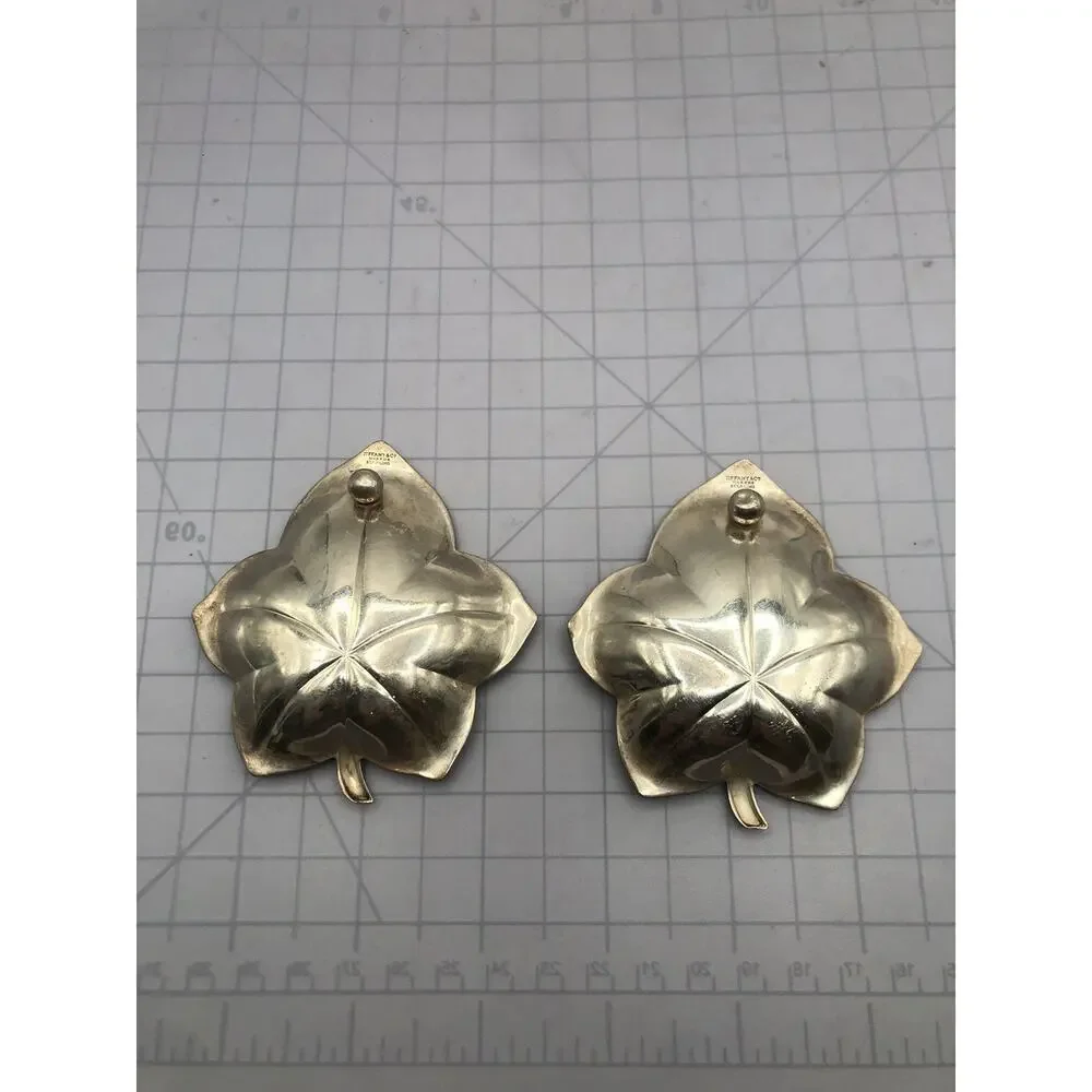 Vintage Tiffany & Co Sterling Silver Maple Leaf Trinket Dish Tray Marked (2 PCs)